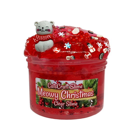 "Meowy Christmas" - Clear Slime
