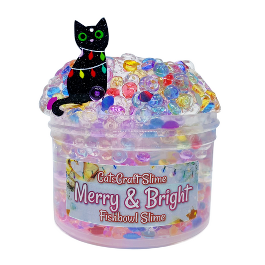 Fishbowl Clear Slime "Merry & Bright" UNSCENTED Stretchy Slime ASMR 6 oz