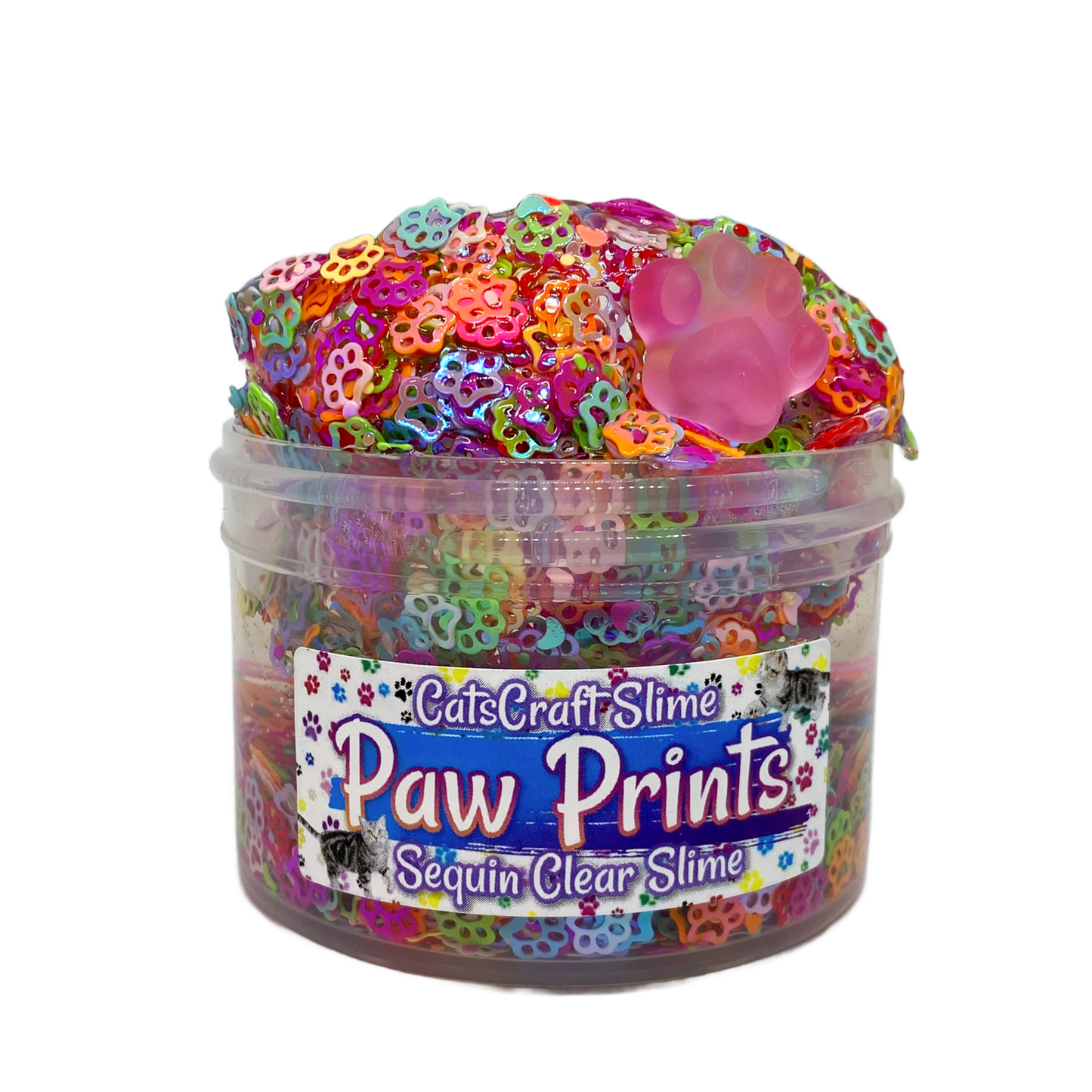 "Paw Prints" - Sequin Clear Slime