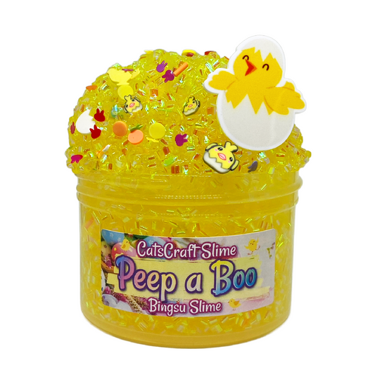 Bingsu Slime "Peep-A-Boo" SCENTED clear bingsu bead crunchy ASMR With Charm