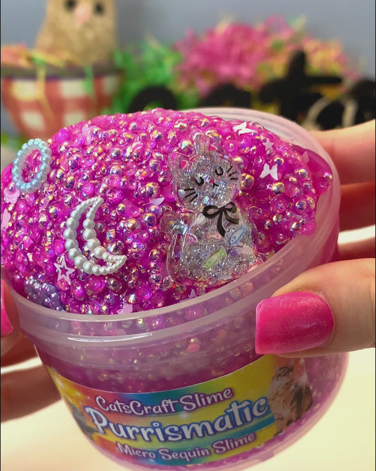 "Purrismatic" - Clear Micro Sequin Slime
