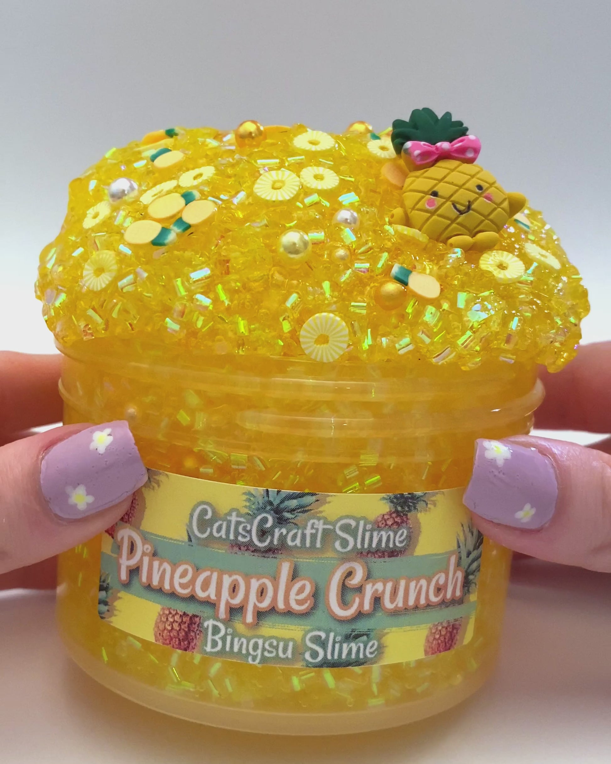 Bingsu Slime Pineapple Crunch SCENTED clear bingsu bead crunchy ASMR With  Charm