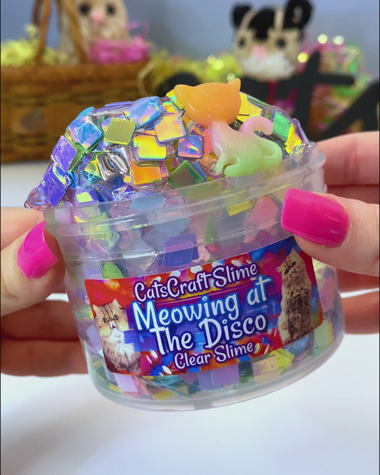 "Meowing at The Disco" - Sequin Crunch Clear Slime