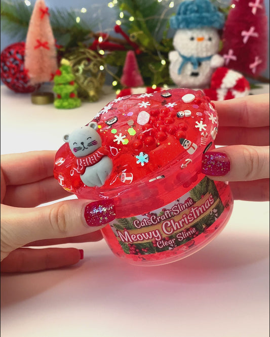 "Meowy Christmas" - Clear Slime