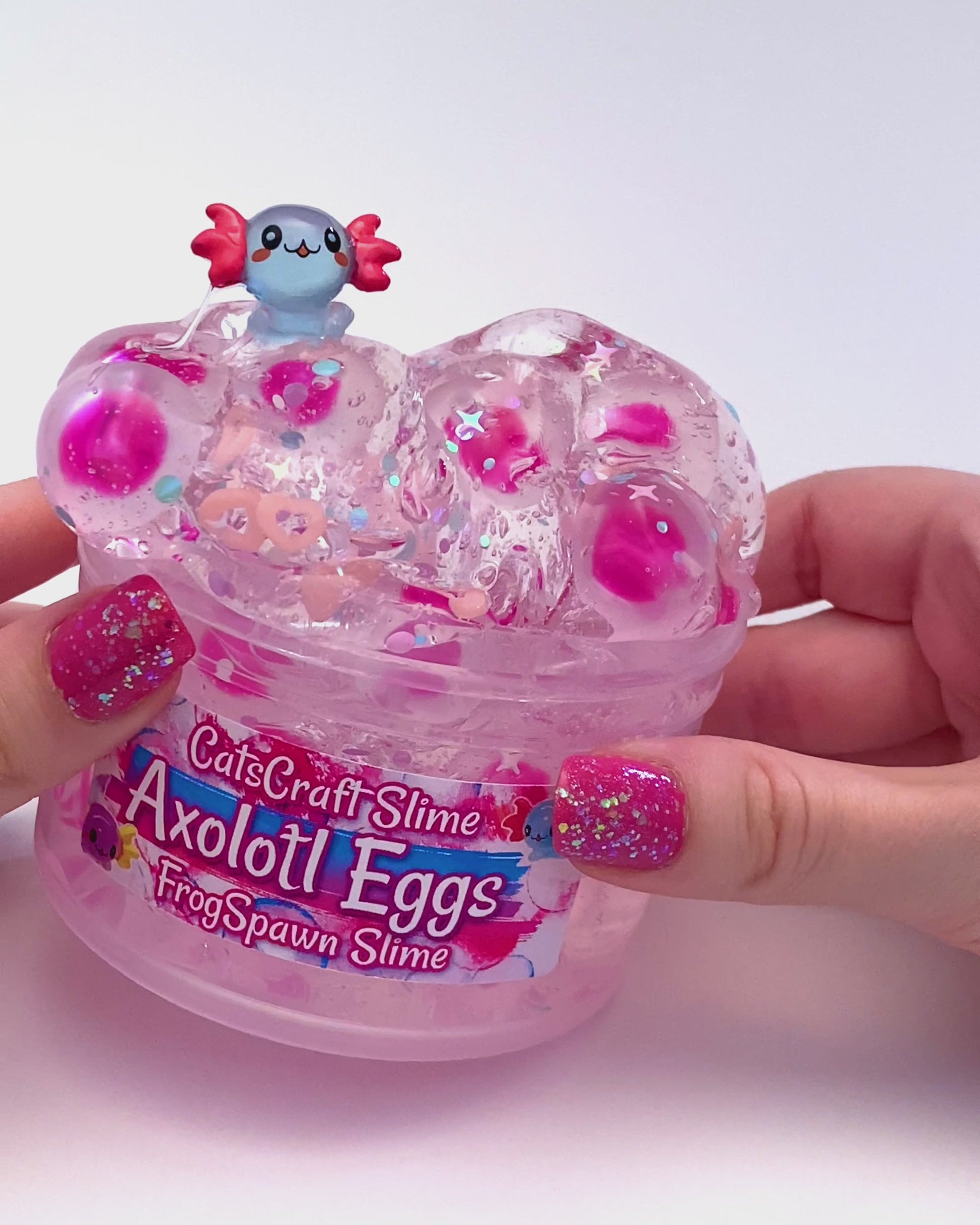 Clear Slime axolotl SCENTED Stretchy Glitter Slime 