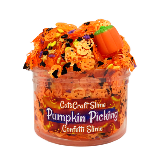 Confetti Crunch Clear Slime "Pumpkin Picking" Crunchy Scented Stretchy Slime ASMR 6 oz