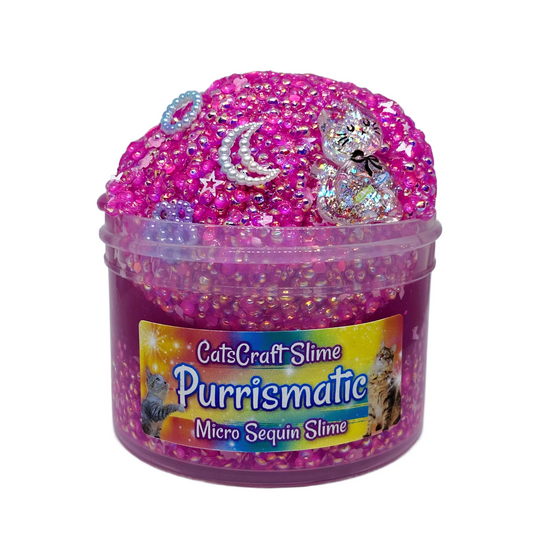 "Purrismatic" - Clear Micro Sequin Slime
