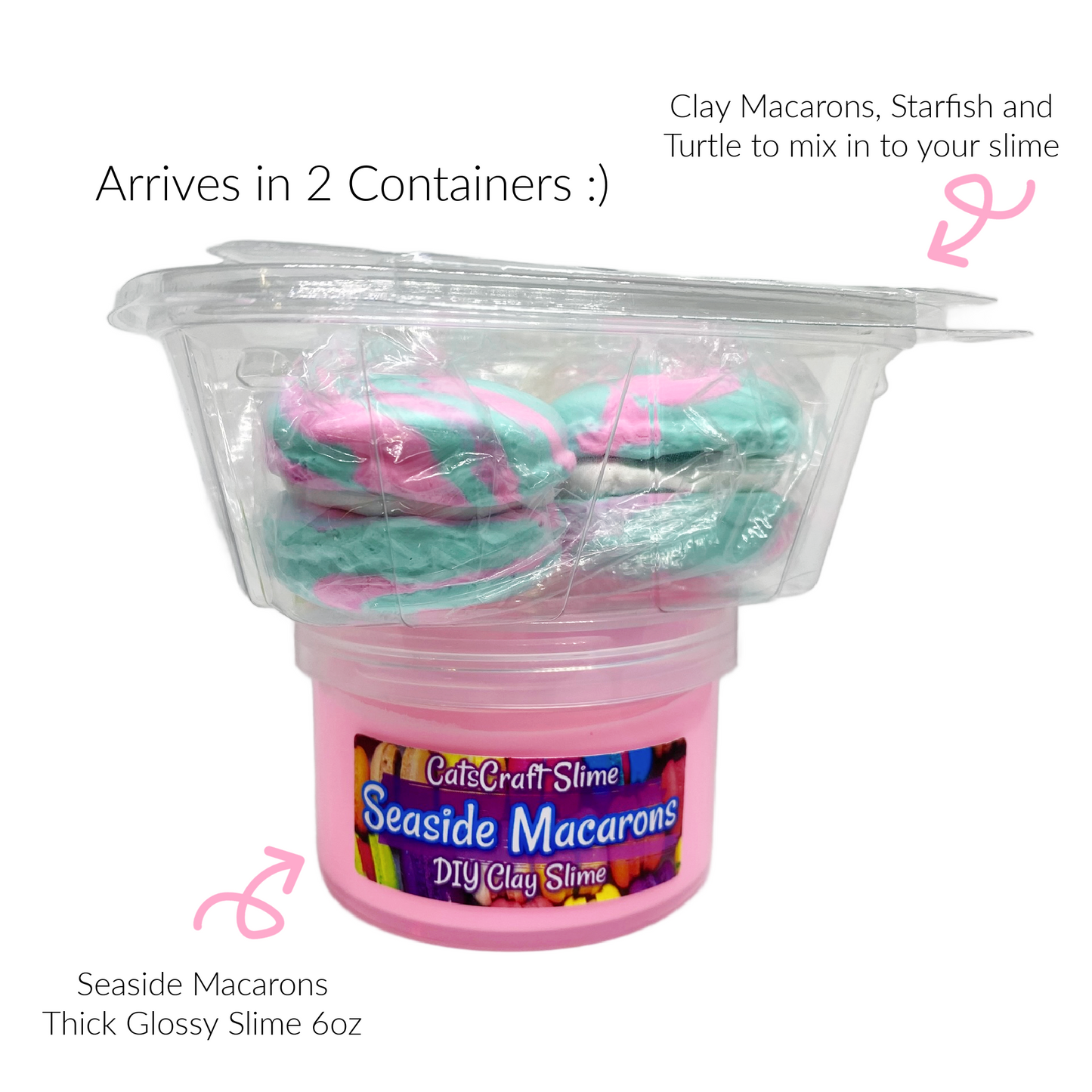 seaside macarons diy clay slime with 2 containers for the clay and thick glossy slime