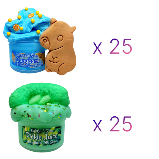 25 DIY Snow Cream Slime "Capybara" Scented Clay Slime Kit & 25 Jelly Butter Slime "Pickle Juice" Scented DIY Slime Kit 6 oz