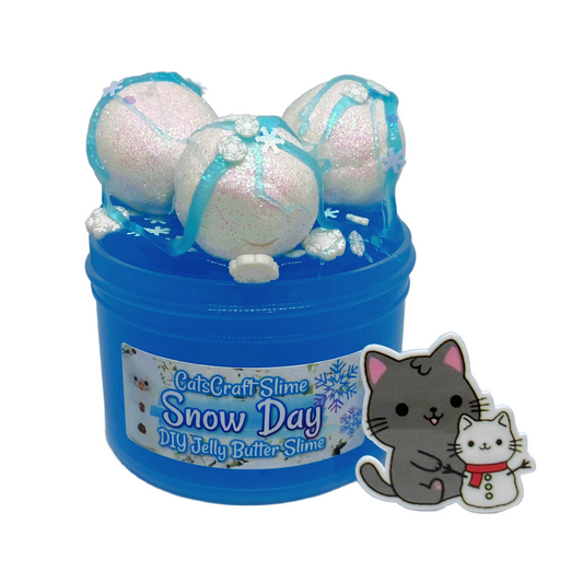 DIY Jelly Butter Slime "Snow Day" Scented Jelly Clear Slime Cat CHARM Inflating ASMR