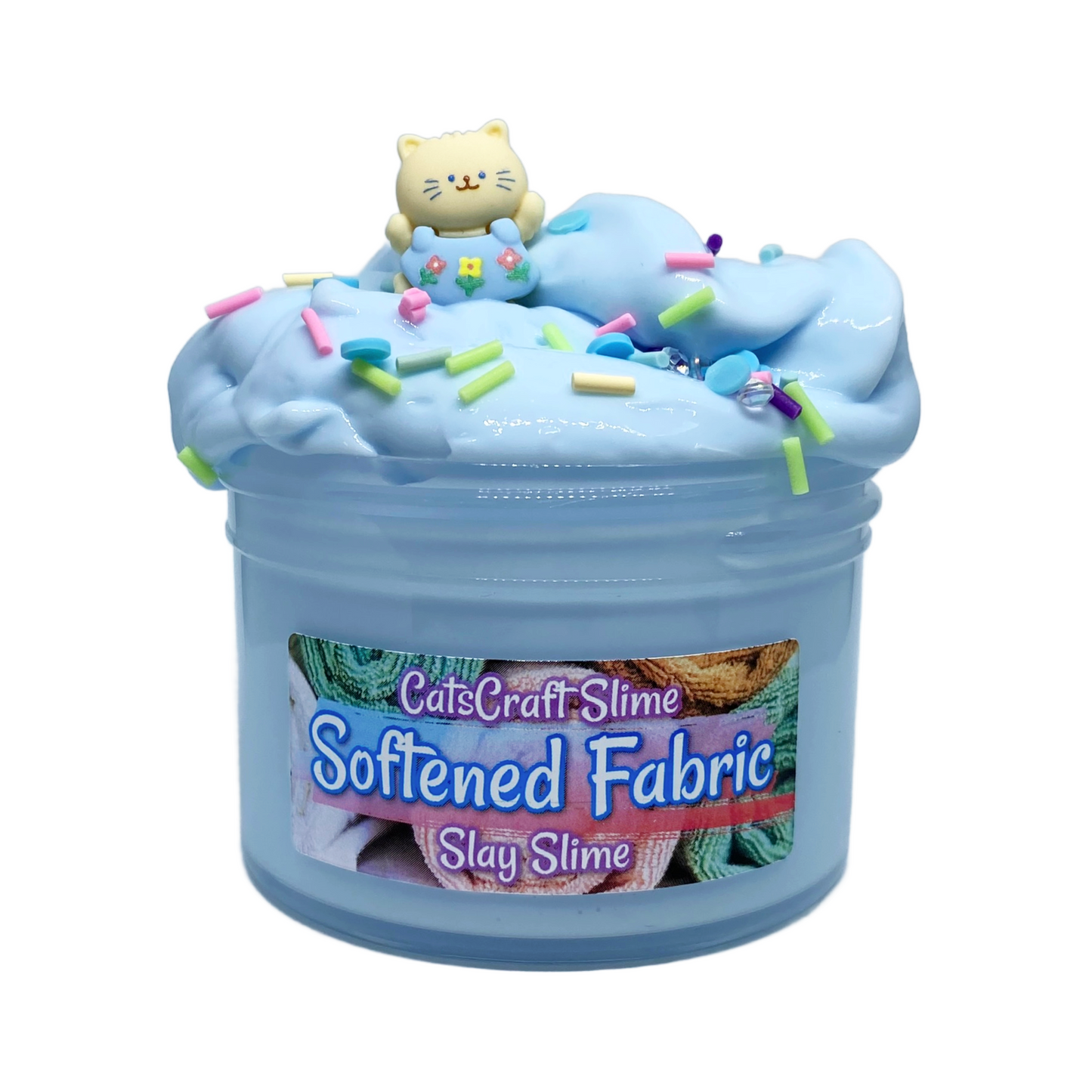 Slay Slime "Softened Fabric" Scented with Charm Sprinkles and Inflating Soft ASMR