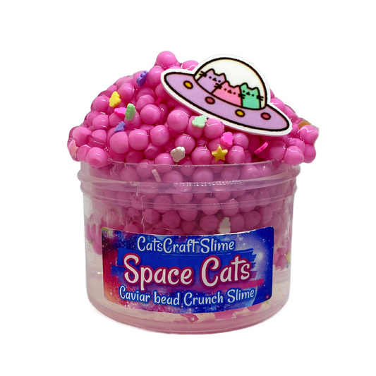 "Space Cats" - Caviar Bead Crunch Clear Slime