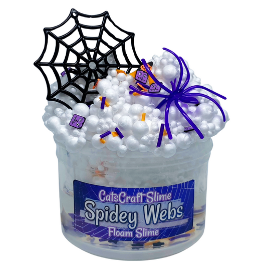 Floam Clear Slime "Spidey Webs" SCENTED crunchy ASMR foam beads Halloween slime with charm