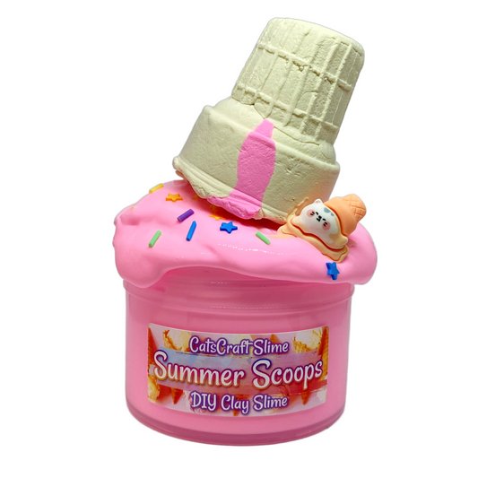 DIY Clay butter Slime "Summer Scoops" Scented Butter Slime Kit ice cream Cat Charm ASMR