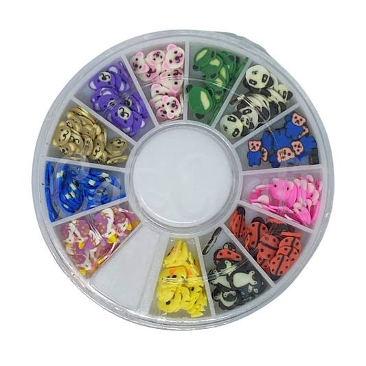 12 pcs/set Animal Fimo Clay Slices Wheel Sets for Slime Filling Materials DIY