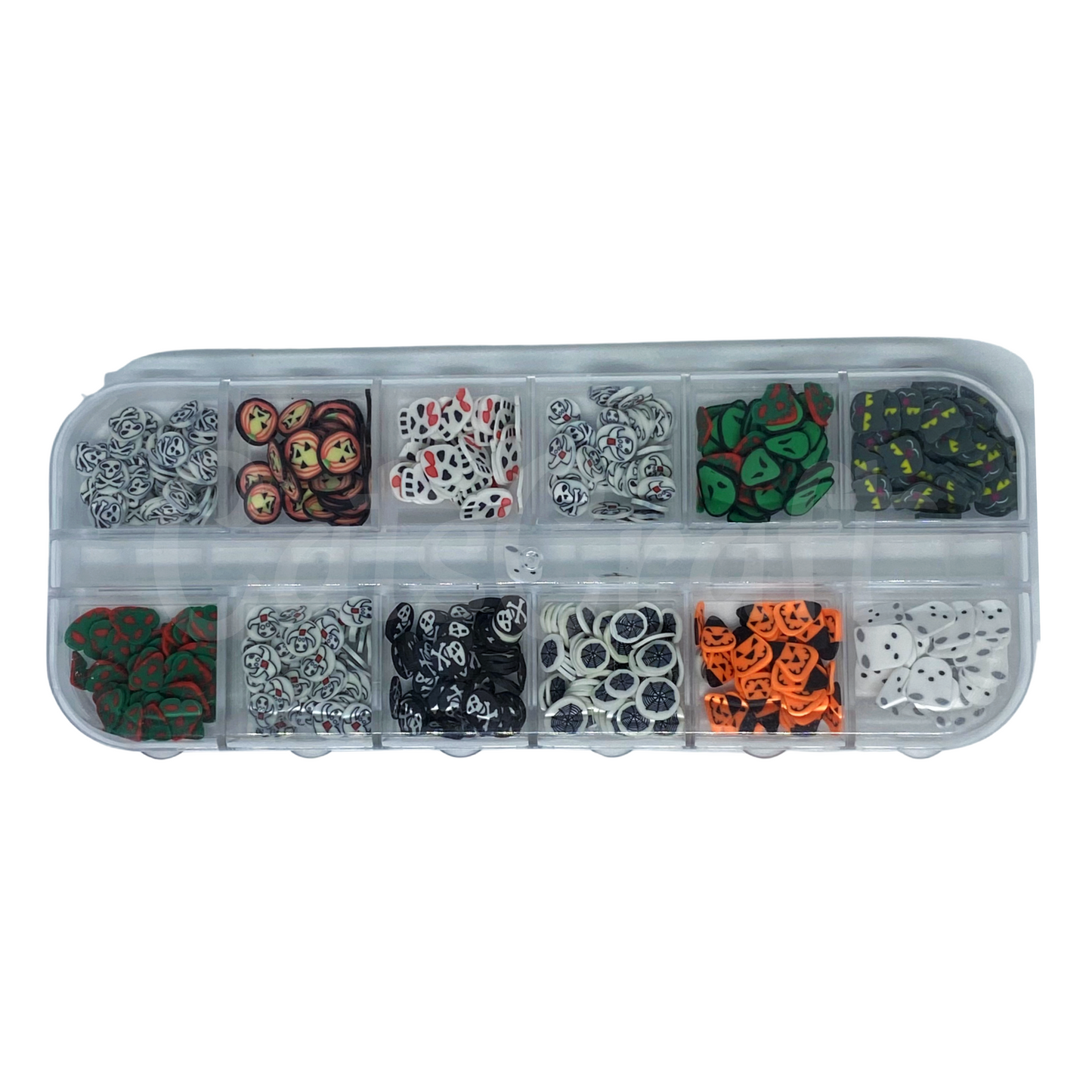 12 Grid set Fimo HALLOWEEN Shapes Slices Polymer Clay Sprinkles for Slime Filling Materials DIY