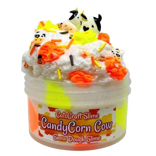 Snow Dough Slime "CandyCorn Cow" Scented Slime Cow Charm Halloween ASMR