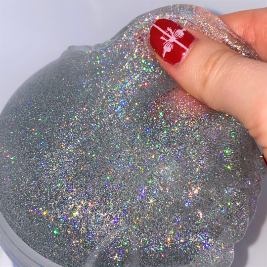 SCENTED HOLO Slime Stretchy Clear Holographic Glitter Slime ASMR –  CatsCraftSlime