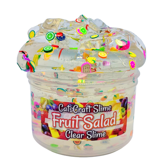 SCENTED Crystal Clear "FRUIT SALAD" Stretchy Slime Satisfying Slimes Kawaii hand made