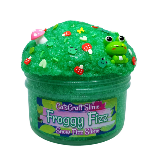 Snow Fizz "Froggy Fizz" Scented crunchy Slime ASMR with Frog & Mushroom Charms