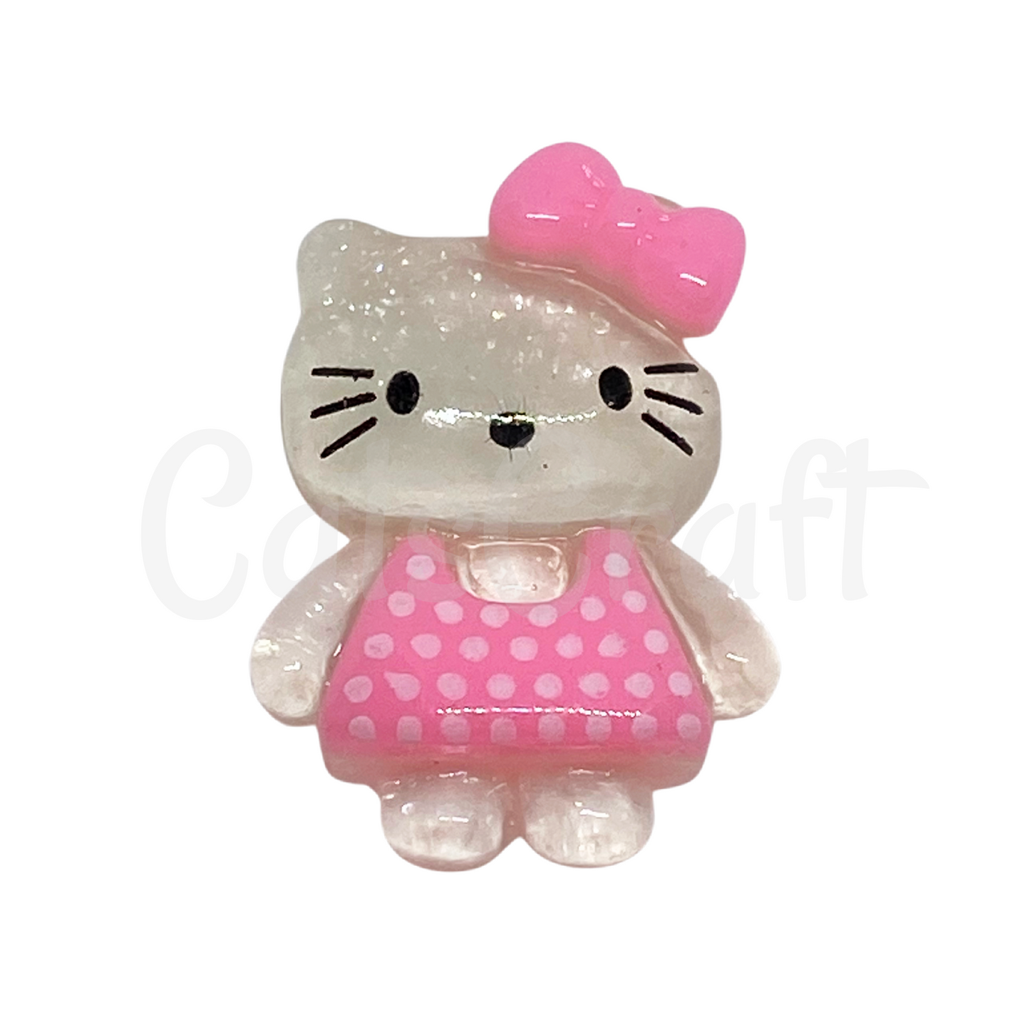 50 Pink Kitty Kitten Dress Bow Cat Resin Flat Back Charms