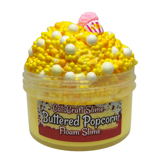 Full Floam Slime "Buttered Popcorn" SCENTED crunchy ASMR with Charm foam beads