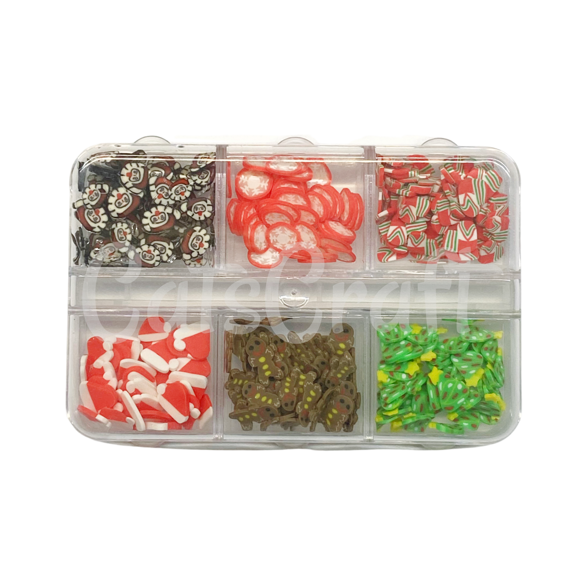 6 Grid set Fimo Christmas Shapes Slices Polymer Clay Sprinkles for Slime Filling Materials